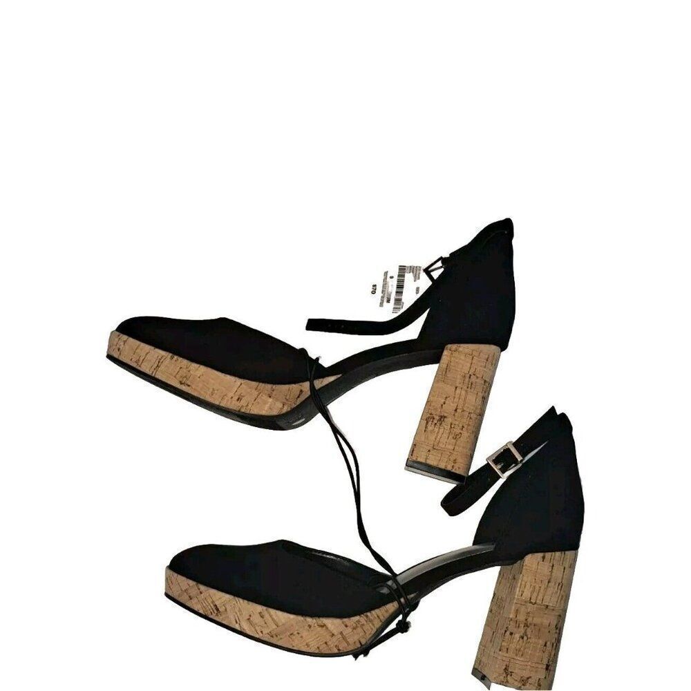 WORTHINGTON Size 9.5 Black Women’s Cork Heel Shoes New